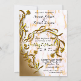 White marble with gold decor 招待状