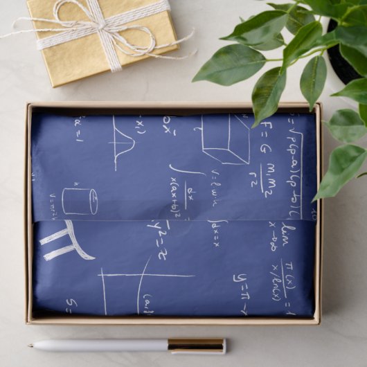 White Mathematic Formulas Equations Blue 薄葉紙 (ギフト)