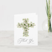 White Meadow wildflower cross Religious Thank You 招待状 (正面)