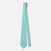 White Mini Polka Dots on Teal Necktie ネクタイ (正面)