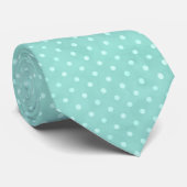 White Mini Polka Dots on Teal Necktie ネクタイ (ロール)