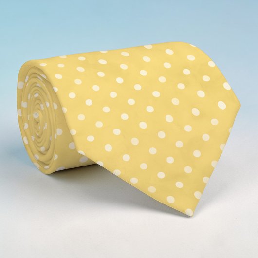 White Mini Polka Dots on Yellow Necktie ネクタイ