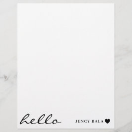 White Minimal Heart | Simple Modern Hello Design レターヘッド