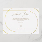 White Minimal Modern Arch Gold Wedding Gratitude 箔招待状 (正面)