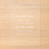 White Minimal Modern Save the Date Card アクリル招待状 (正面)