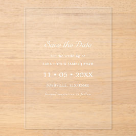 White Minimal Modern Save the Date Card アクリル招待状