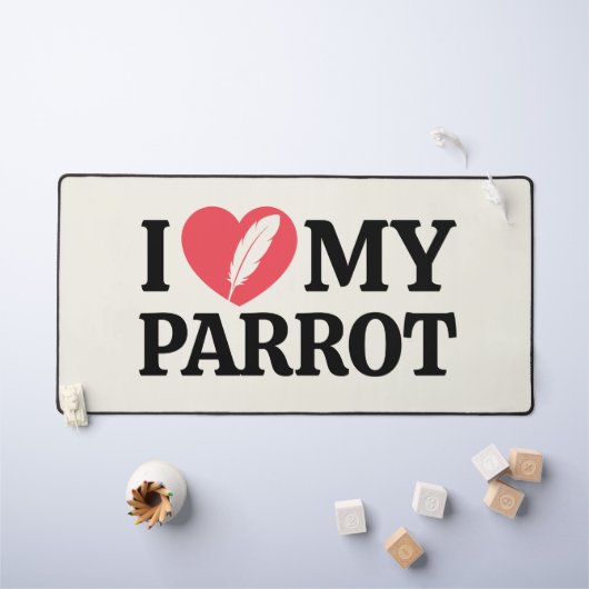 White Minimal Personalized Parrot Lover Typography デスクマット (キッズテーブル)