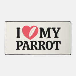 White Minimal Personalized Parrot Lover Typography デスクマット