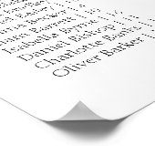 White Minimal Wedding Alphabetical Seating Chart ポスター (角)