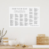 White Minimal Wedding Alphabetical Seating Chart ポスター (キッチン)