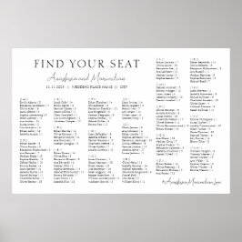 White Minimal Wedding Alphabetical Seating Chart ポスター