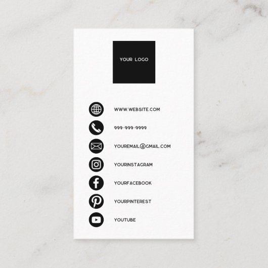White Minimalist Camera Photographer Business Card 名刺 (裏面)