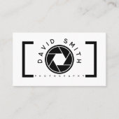 White Minimalist Camera Photographer Business Card 名刺 (正面)