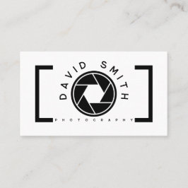 White Minimalist Camera Photographer Business Card 名刺