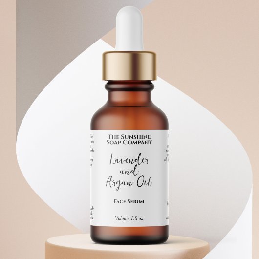 White Minimalist Cosmetics Dropper Bottle  ラベル