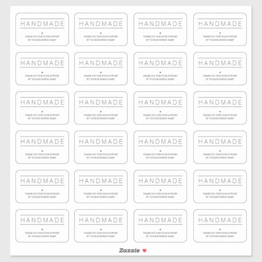 White Minimalist Handmade Artisan Gratitude シール (シート)
