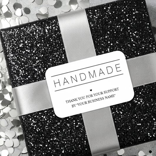 White Minimalist Handmade Artisan Gratitude シール