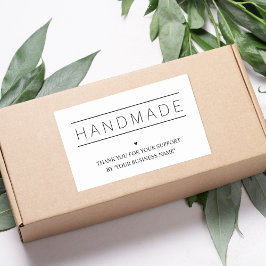 White Minimalist Handmade Artisan Gratitude 長方形シール