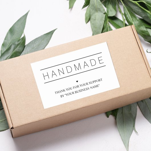 White Minimalist Handmade Artisan Gratitude 長方形シール