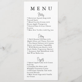 White Minimalist Modern Wedding Menu メニュー