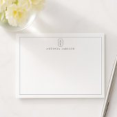 White Minimalist Monogram Name Flat Note Card ノートカード