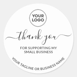 White Minimalist Thank You Logo  Round Sticker ラウンドシール