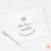 White Minimalist Thank You Logo  Round Sticker ラウンドシール (封筒)