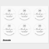White Minimalist Thank You Logo  Round Sticker ラウンドシール (シート)