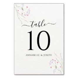 White Minimalist watercolor flowers wedding テーブルナンバー