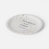 White Minimalist watercolor flowers wedding ペーパープレート (アングル)