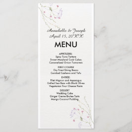 White Minimalist watercolor flowers wedding メニュー