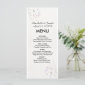White Minimalist watercolor flowers wedding メニュー (スタンド正面)