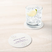 White Minimalist watercolor flowers wedding ラウンドペーパーコースター (インサイチュ)