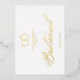 White Minimalist Wedding Rings Bridesmaid Luxury 箔招待状