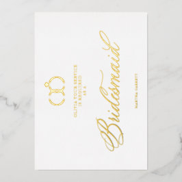 White Minimalist Wedding Rings Bridesmaid Luxury 箔招待状