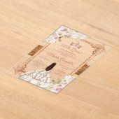 White Mis Quince Crown Rose Gold Quinceañera アクリル招待状 (レイダウン)