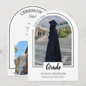 White Modern and Elegent  Graduation Invitation 招待状 (正面/裏面)