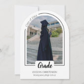 White Modern and Elegent  Graduation Invitation 招待状 (正面)