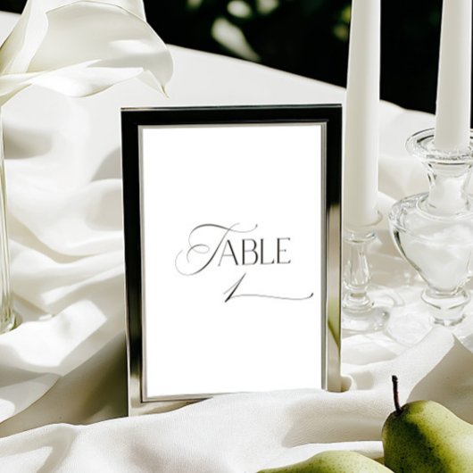 White Modern Classic Calligraphy Table Number 招待状