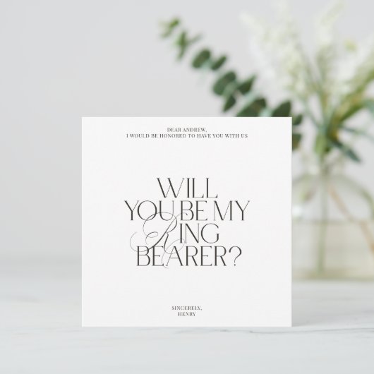 White Modern Classic Ring Bearer Proposal Card 招待状 (スタンド正面)