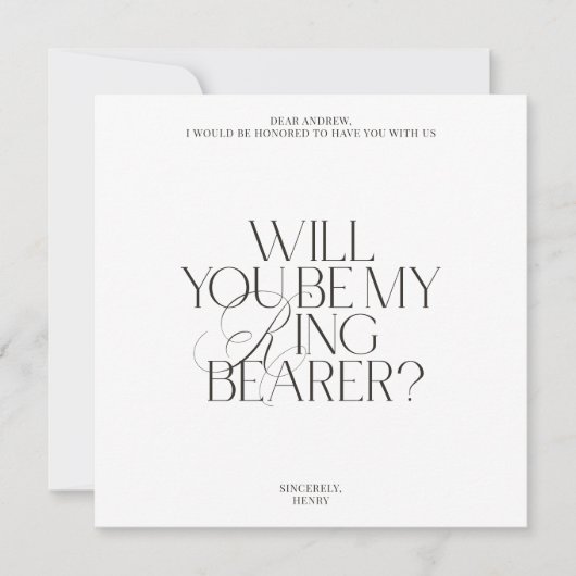 White Modern Classic Ring Bearer Proposal Card 招待状 (正面)