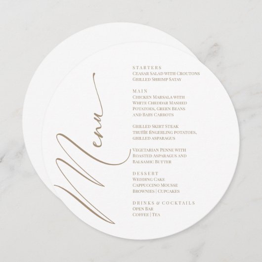 White Modern Elegant Menu  メニュー (正面/裏面)