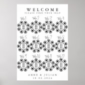 White Modern Minimal Wedding Seating Chart Poster ポスター (正面)