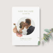 White | Modern Olive Green Rose Save the Date 招待状