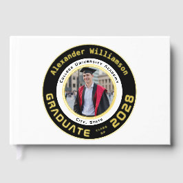 White Modern Photo Graduation Gold Foil Guest Book ゲストブック