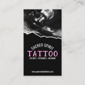 White Modern Text 2 Photo QR Code Tattooist 名刺 (正面)