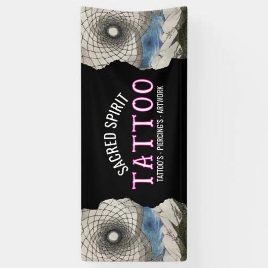 White Modern Text Hand Drawn 2 Photo Business Name 横断幕 (縦)