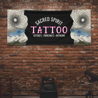 White Modern Text Hand Drawn 2 Photo Business Name 横断幕