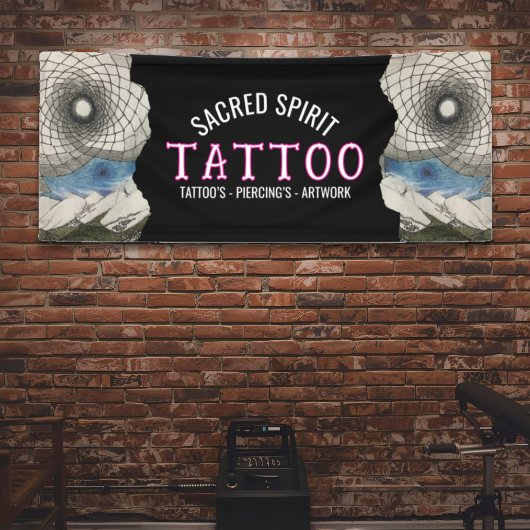 White Modern Text Hand Drawn 2 Photo Business Name 横断幕