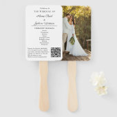 White Modern Wedding Ceremony Program Hand fans ハンドファン (正面&裏面)